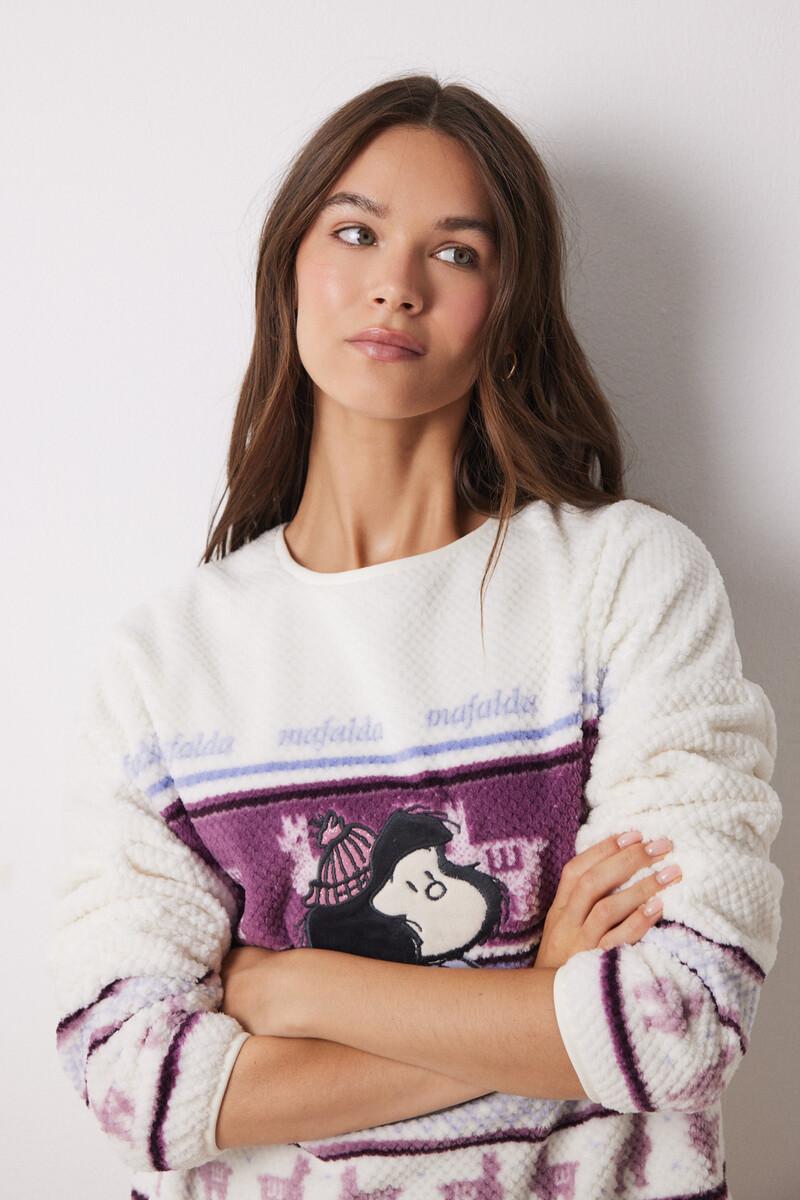 women'secret Pijama largo terciopelo relieve Mafalda Envío internacional gratuito