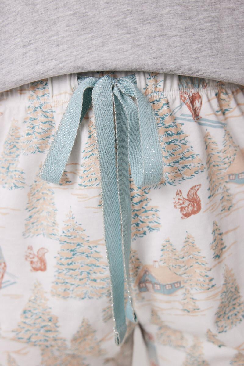 women'secret Pijama largo 100% algodón motivos navideños gris Precio ultrabajo