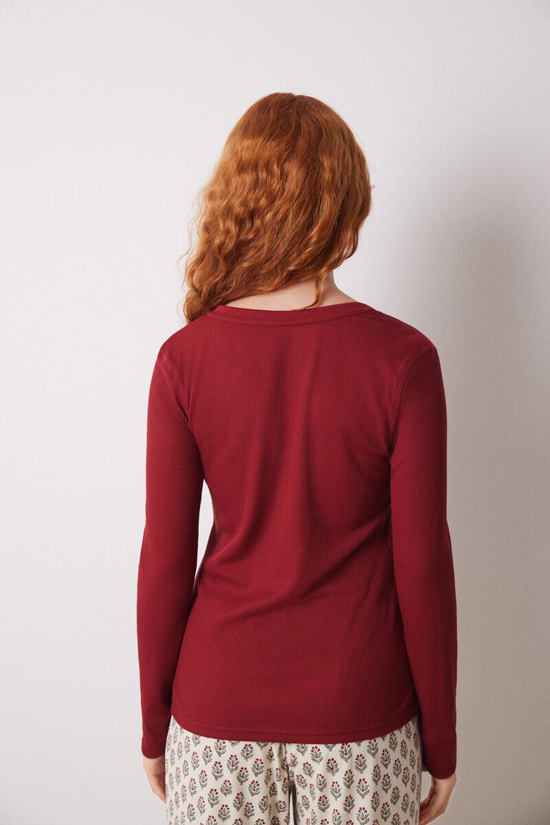 women'secret Camiseta manga larga tejido waffle rojo Rebajas baratas