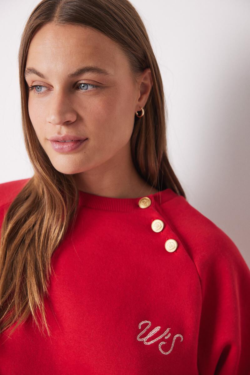 women'secret Sudadera felpa algodón roja Ventas relámpago