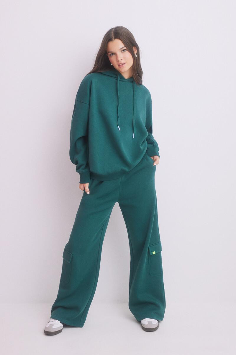 women'secret Sudadera capucha felpa verde logo Descuento