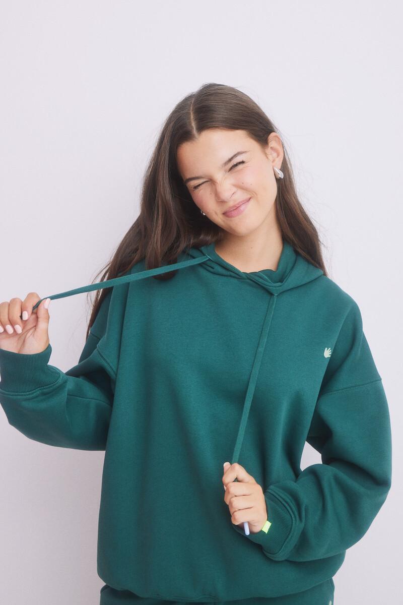 women'secret Sudadera capucha felpa verde logo Descuento