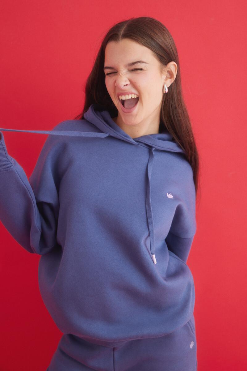women'secret Sudadera capucha felpa azul oscuro logo Tienda
