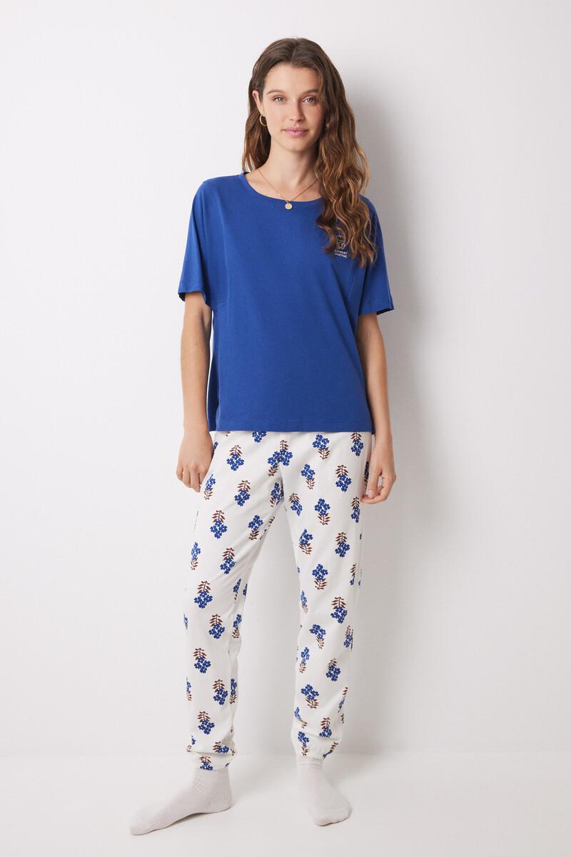 women'secret Camiseta manga corta 100% algodón azul Liquidación