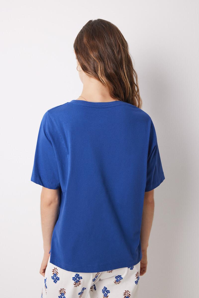 women'secret Camiseta manga corta 100% algodón azul Liquidación