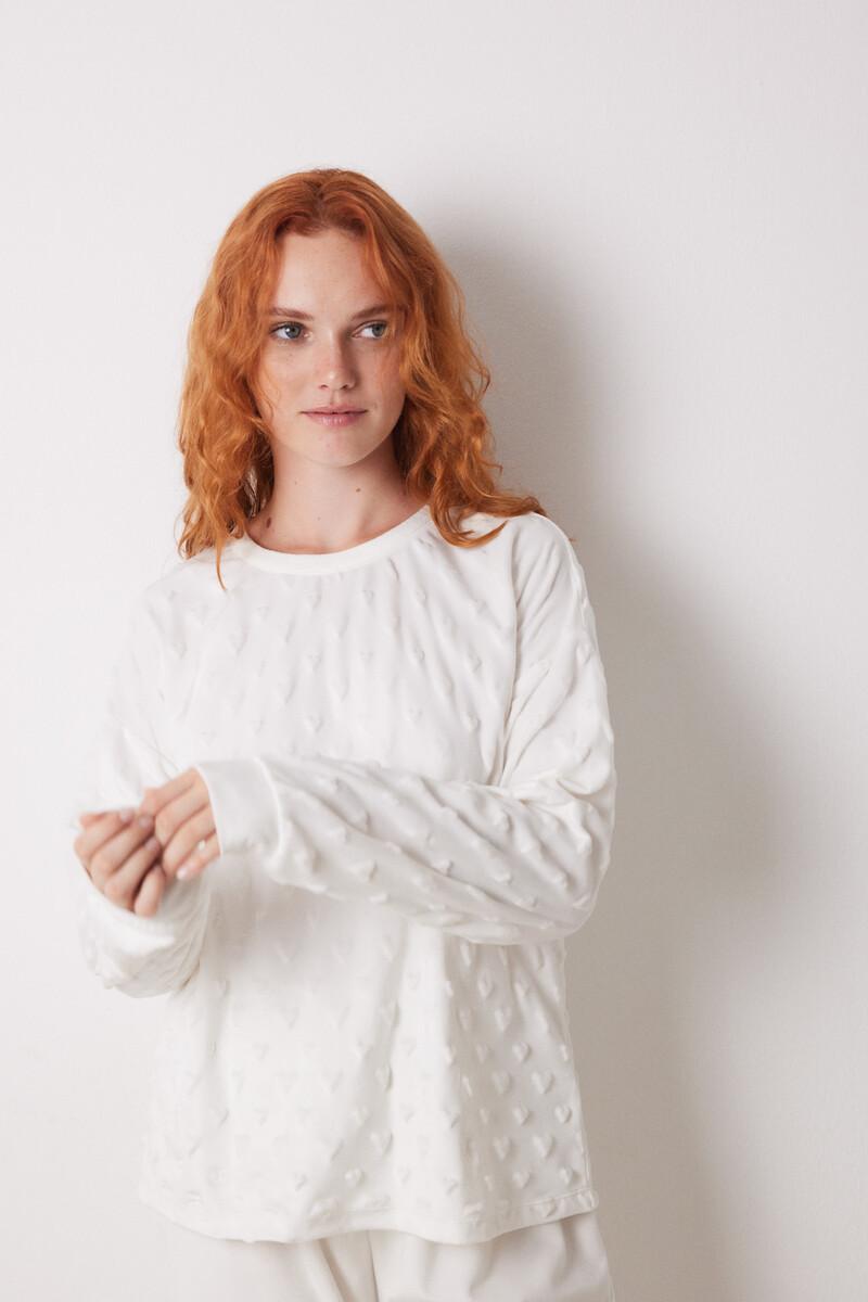 women'secret Pijama largo terciopelo suave blanco Rebajas top