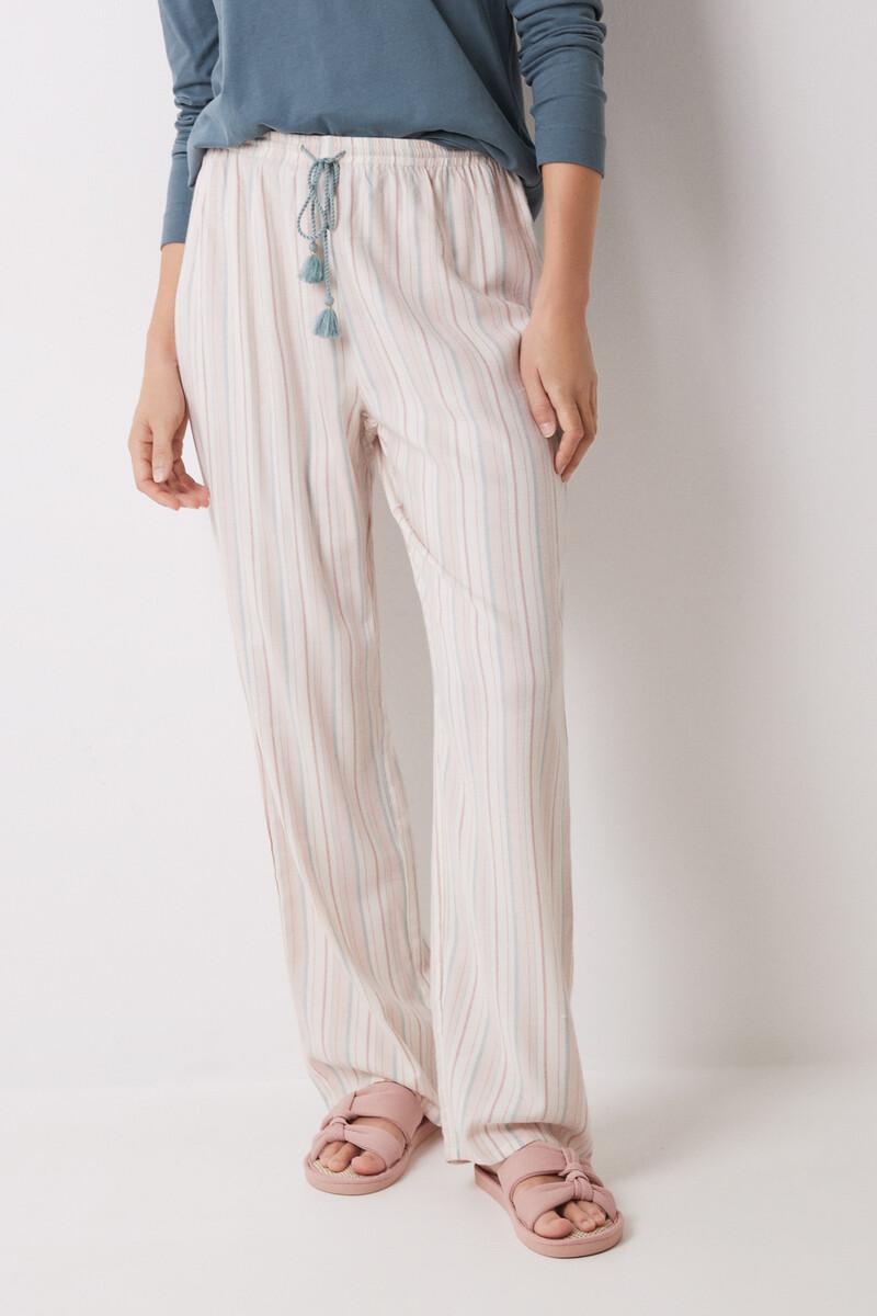 women'secret Pantalón largo franela rayas multicolor Últimos 2 días