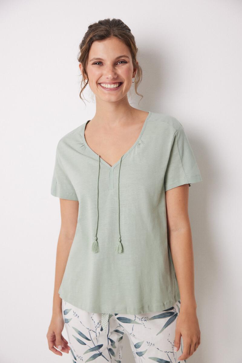 women'secret Camiseta manga corta 100% algodón verde Descuentos del mes