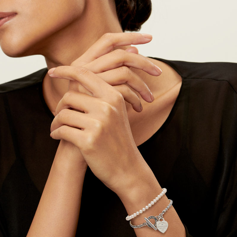 Tiffany & Co. Return to Tiffany™ Pulsera de cuentas de varias vueltas en plata con perlas y un diamante tamaño pequeño 2025