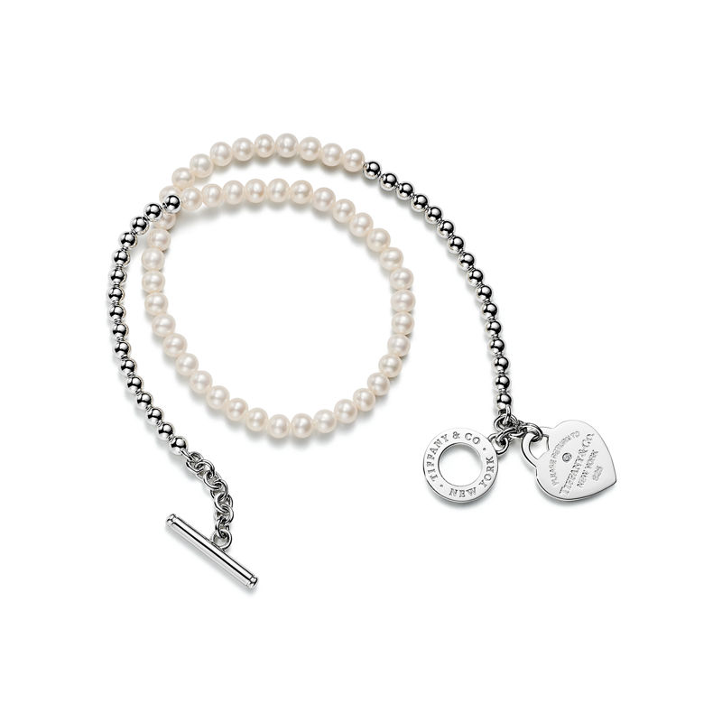 Tiffany & Co. Return to Tiffany™ Pulsera de cuentas de varias vueltas en plata con perlas y un diamante tamaño pequeño 2025