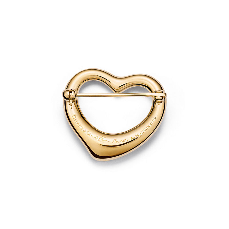 Tiffany & Co. Elsa Peretti® Broche Open Heart de oro amarillo con diamantes en pavé Liquidación