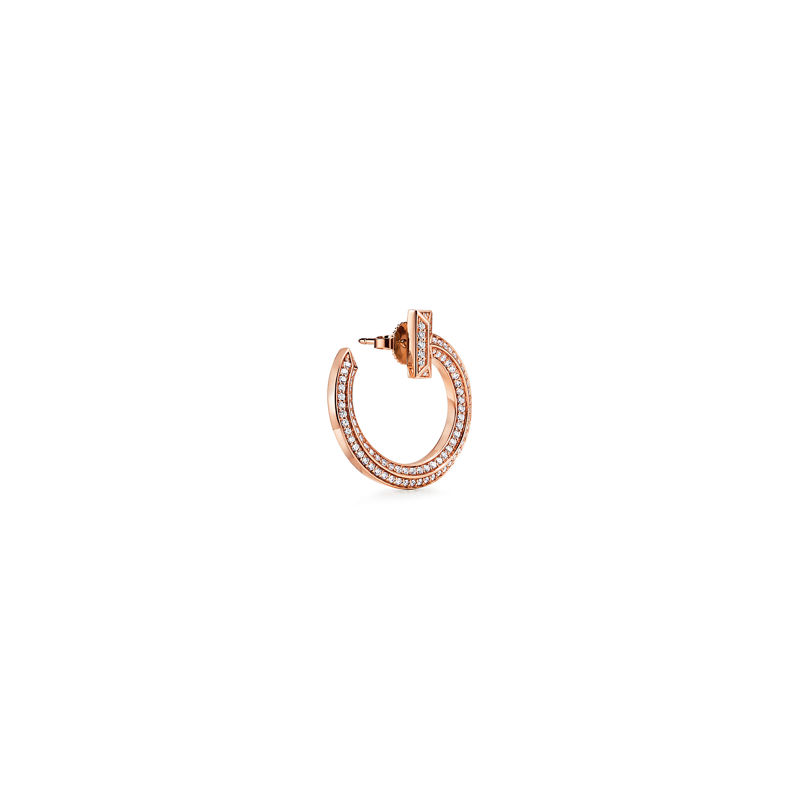 Tiffany & Co. Tiffany T T1 Pendientes de aro abiertos de oro rosa con diamantes Solo queda un día