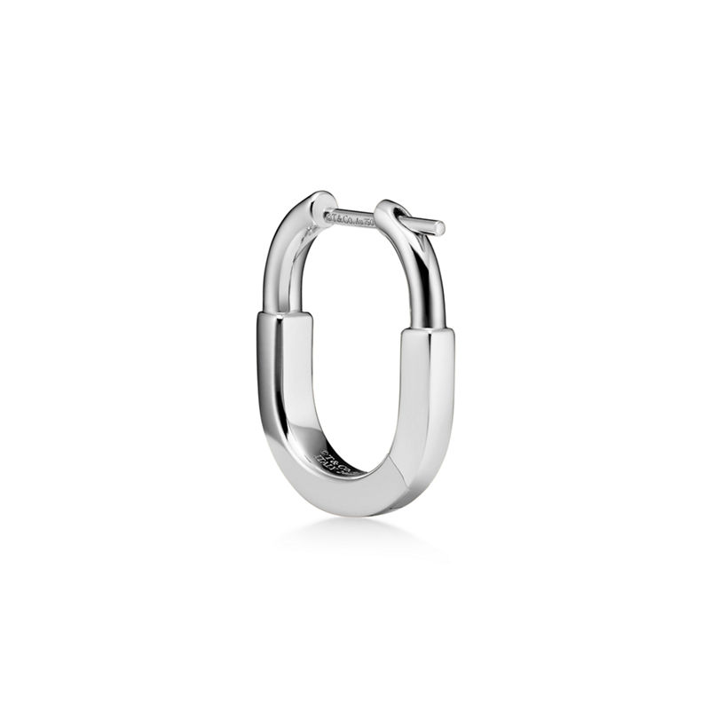 Tiffany & Co. Tiffany Lock Pendientes pequeños de oro blanco con diamantes Tienda de fábrica