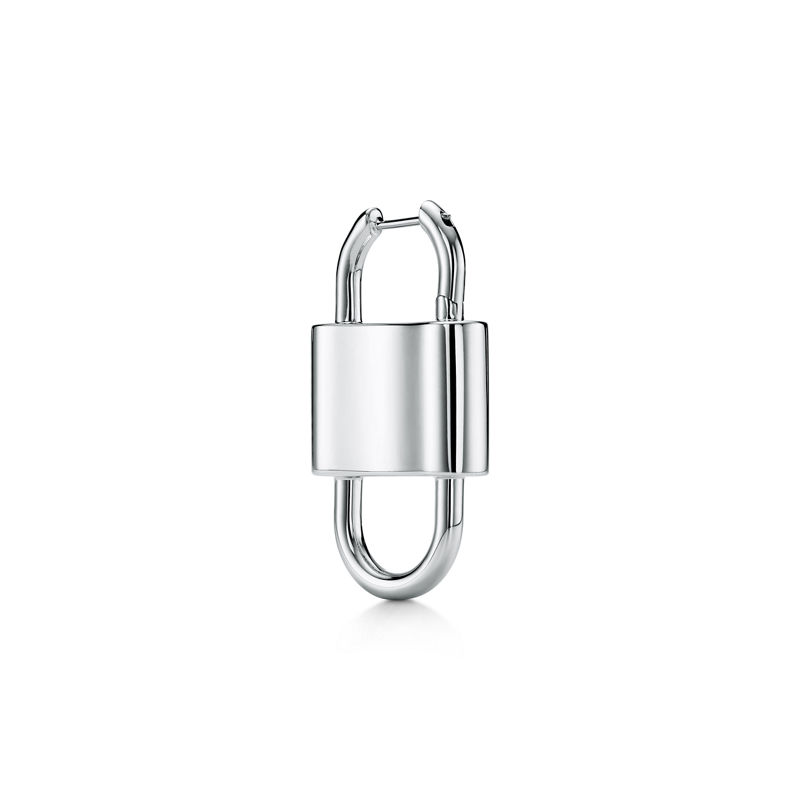 Tiffany & Co. Tiffany 1837™ Pendientes largos con candado doble grande de plata de ley Ahorra y exporta