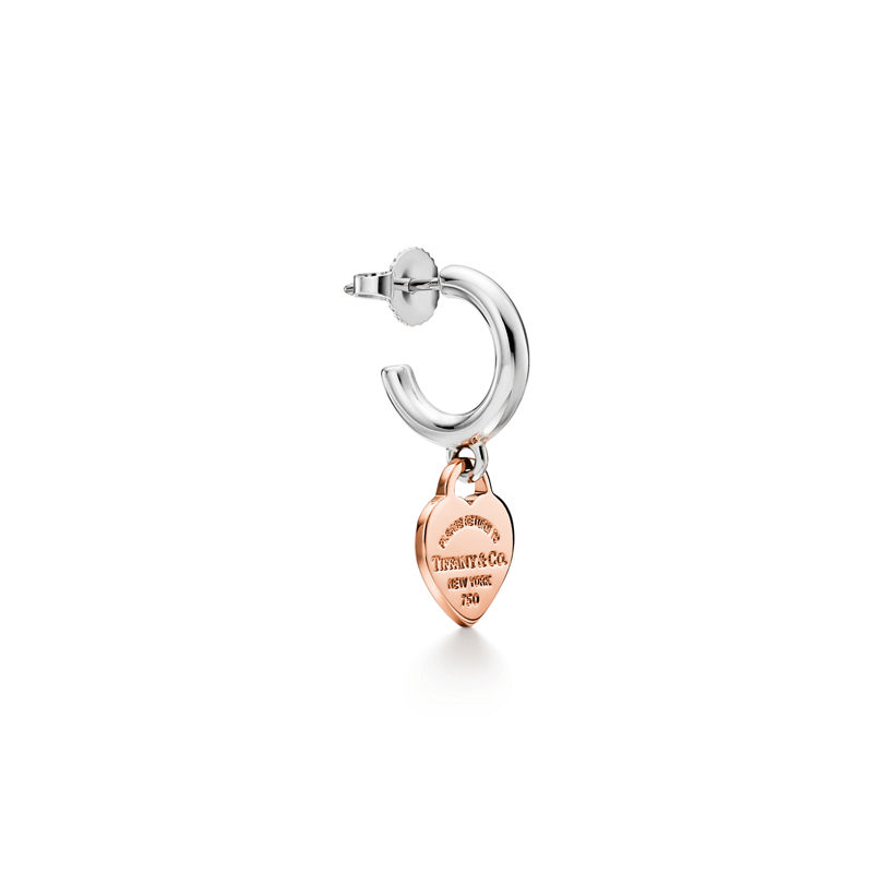 Tiffany & Co. Return to Tiffany™ Pendientes de aro de plata de ley y oro rosa tamaño mini Libre de impuestos