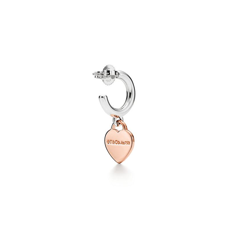 Tiffany & Co. Return to Tiffany™ Pendientes de aro de plata de ley y oro rosa tamaño mini Libre de impuestos
