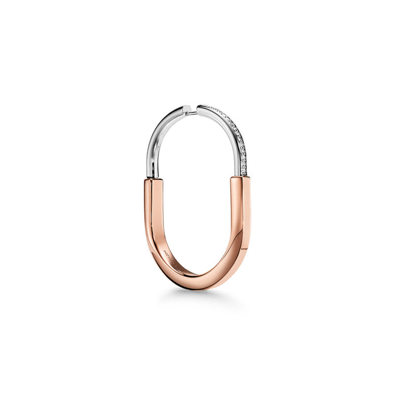 Tiffany & Co. Tiffany Lock Pendientes en oro rosa y blanco con diamantes extragrandes Descuentos del mes