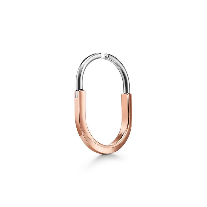Tiffany & Co. Tiffany Lock Pendientes en oro rosa y blanco con diamantes extragrandes Descuentos del mes