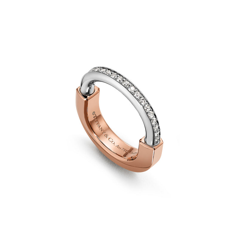 Tiffany & Co. Tiffany Lock Anillo de oro rosa y blanco con diamantes Outlet online