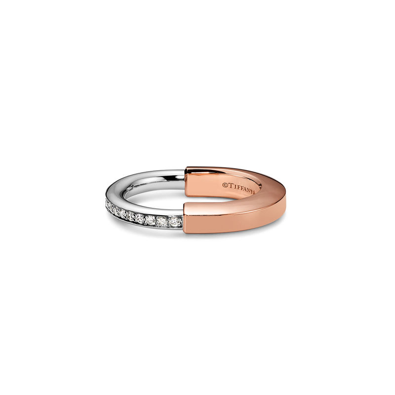 Tiffany & Co. Tiffany Lock Anillo de oro rosa y blanco con diamantes Outlet online