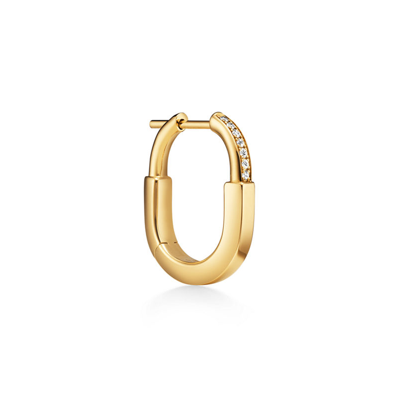 Tiffany & Co. Tiffany Lock Pendientes pequeños de oro amarillo con diamantes En oferta