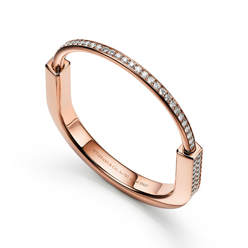 Tiffany & Co. Tiffany Lock Brazalete en oro rosa con pavé completo de diamantes Rebajas de fábrica