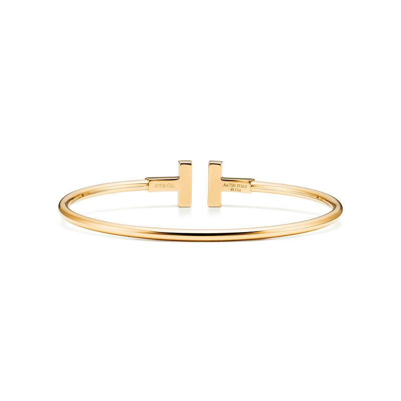 Tiffany & Co. Tiffany T Pulsera Wire de oro amarillo con nácar y diamantes Superdescuento