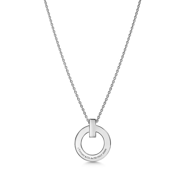 Tiffany & Co. Tiffany T T1 Colgante circular de oro blanco tamaño pequeño Liquidación