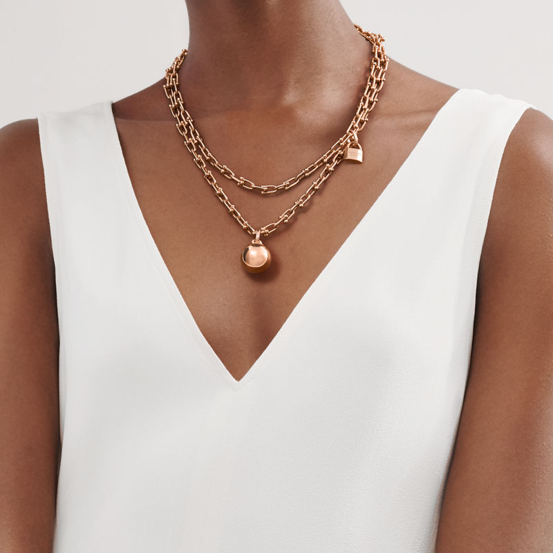 Tiffany & Co. Tiffany HardWear Collar de varias vueltas con eslabones pequeños de oro rosa Última moda