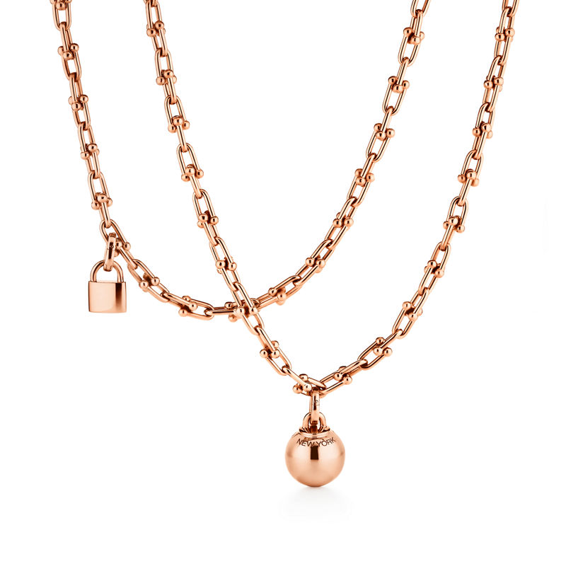 Tiffany & Co. Tiffany HardWear Collar de varias vueltas con eslabones pequeños de oro rosa Última moda