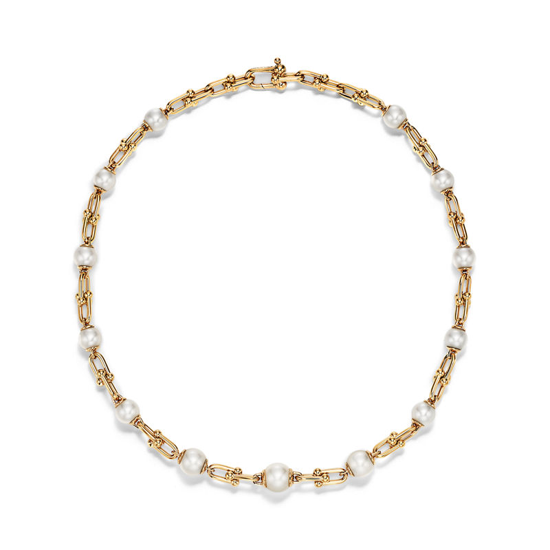 Tiffany & Co. Tiffany HardWear Collar de eslabones escalonados en oro amarillo con perlas de agua dulce Precio ultrabajo