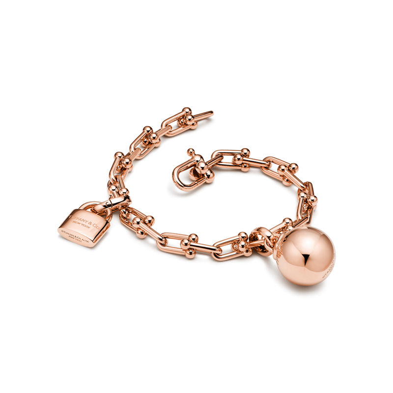 Tiffany & Co. Tiffany HardWear Pulsera de una vuelta con eslabones pequeños de oro rosa Devoluciones gratuitas