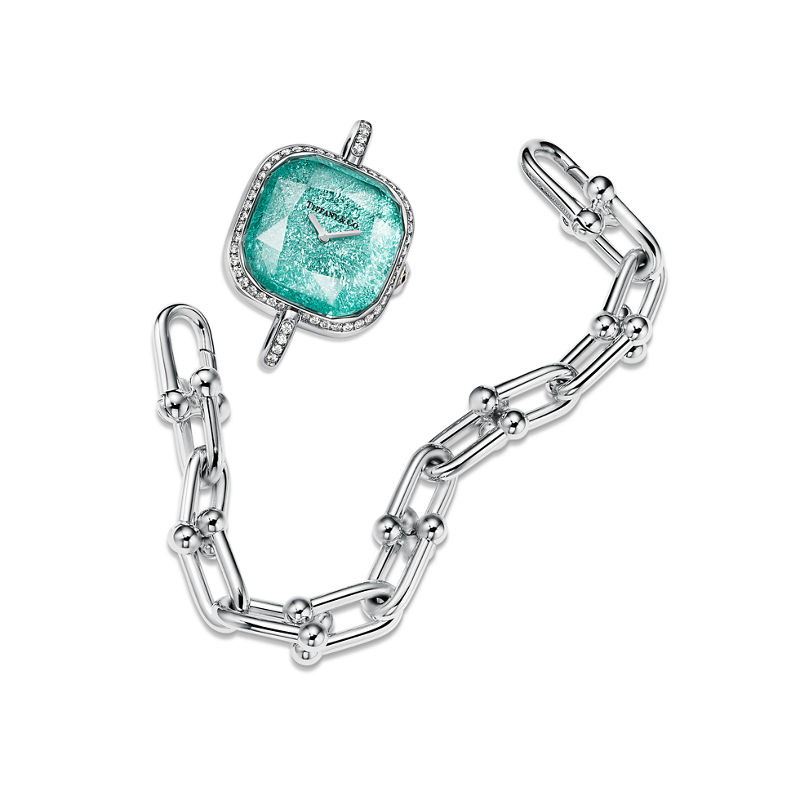 Tiffany & Co. Tiffany HardWear Reloj de plata de ley y acero con bisel de diamantes Rebajas