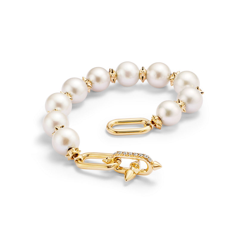 Tiffany & Co. Tiffany Titan by Pharrell Williams Pulsera de perlas de oro amarillo con diamantes Tienda
