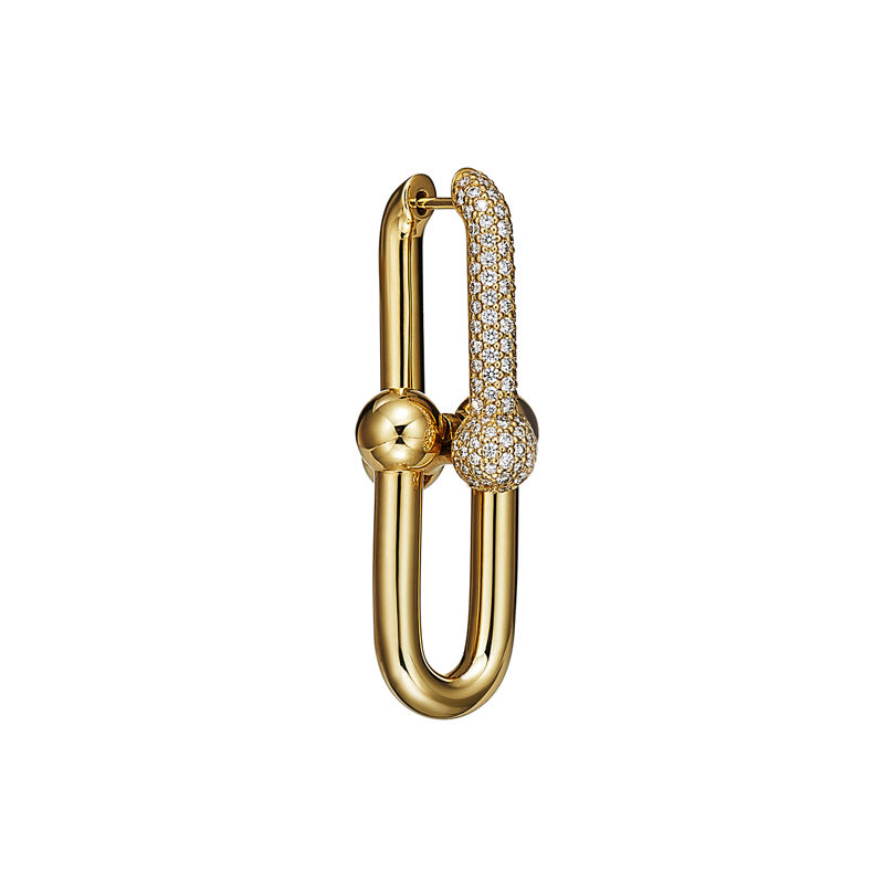 Tiffany & Co. Tiffany HardWear Pendientes de eslabones grandes de oro amarillo con diamantes en pavé Últimos 2 días