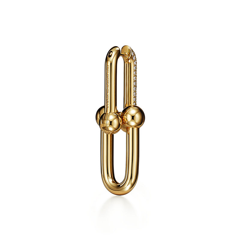 Tiffany & Co. Tiffany HardWear Pendientes de eslabones grandes de oro amarillo con diamantes en pavé Últimos 2 días
