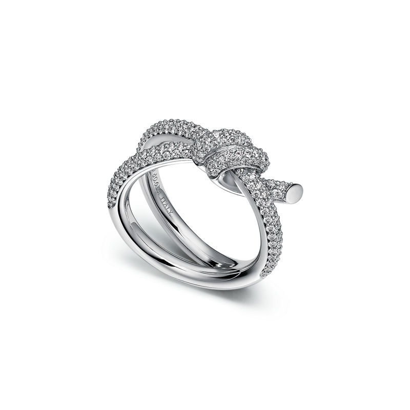 Tiffany & Co. Tiffany Knot Anillo de dos vueltas en oro blanco con diamantes Promoción por tiempo limitado