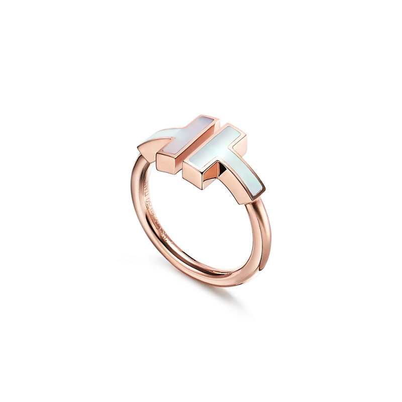 Tiffany & Co. Tiffany T Anillo Wire de oro rosa con nácar Envío internacional gratuito