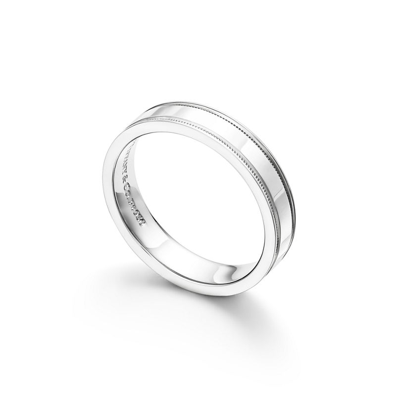 Tiffany & Co. Tiffany Together Alianza de doble milgrain en platino 4 mm de ancho Solo hoy