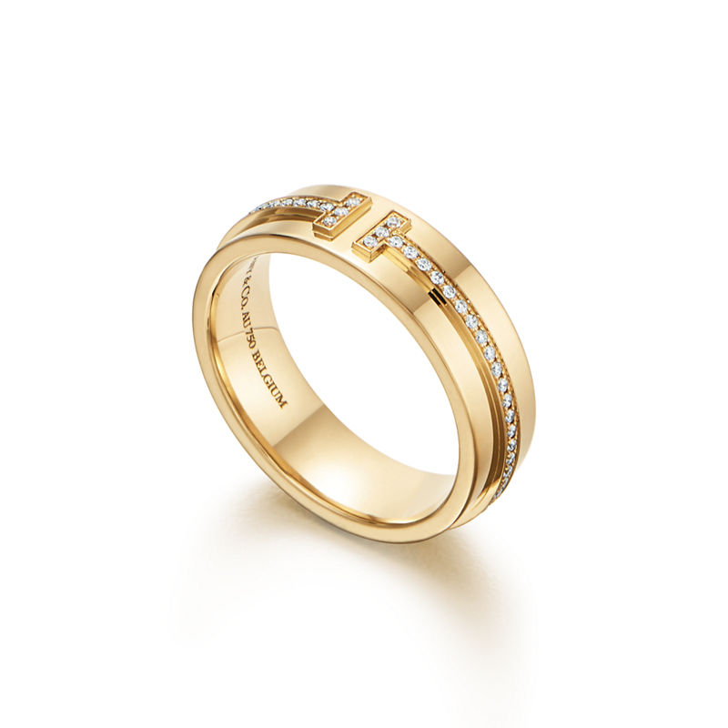 Tiffany & Co. Tiffany T Anillo de diamantes ancho de oro amarillo Solo queda un día