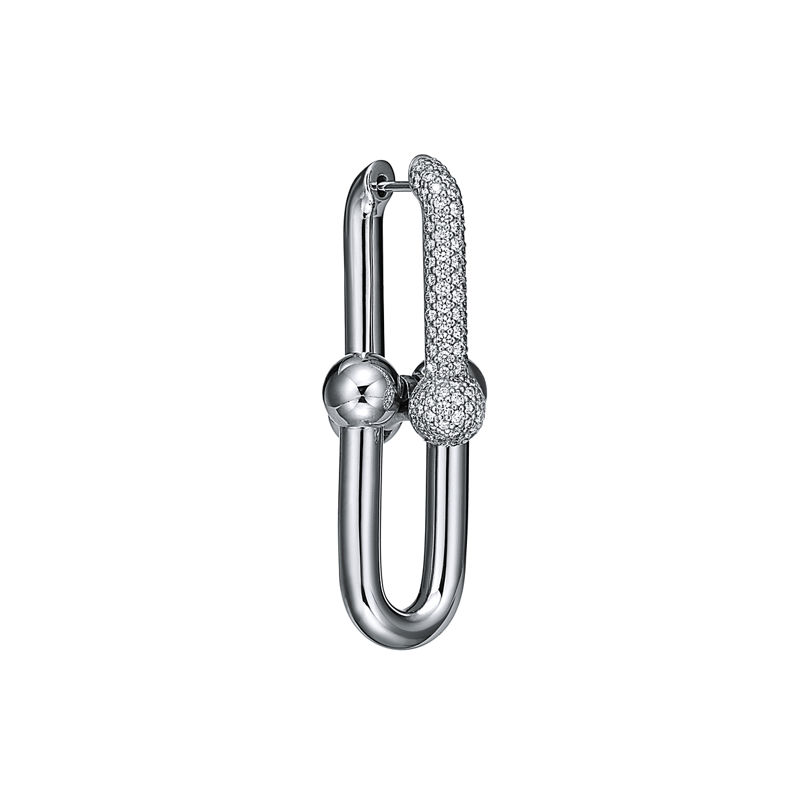 Tiffany & Co. Tiffany HardWear Pendientes de eslabones grandes de oro blanco con diamantes en pavé Ahorra y exporta
