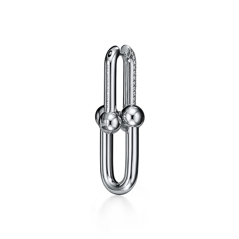 Tiffany & Co. Tiffany HardWear Pendientes de eslabones grandes de oro blanco con diamantes en pavé Ahorra y exporta