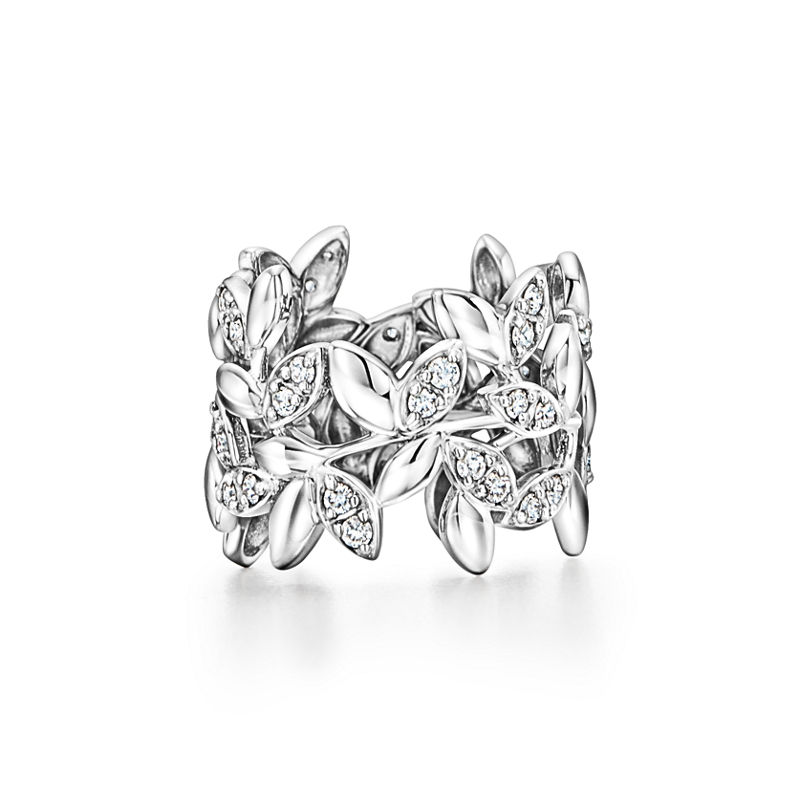 Tiffany & Co. Paloma Picasso® Alianza Olive Leaf en oro blanco con diamantes Descuento por venta flash