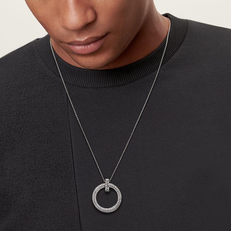 Tiffany & Co. Tiffany T T1 Colgante circular de oro blanco de 18 quilates con diamantes tamaño grande Ofertas especiales
