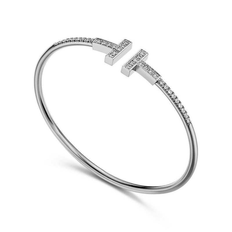 Tiffany & Co. Tiffany T Brazalete Wire con diamantes en pavé de oro blanco Devoluciones gratuitas