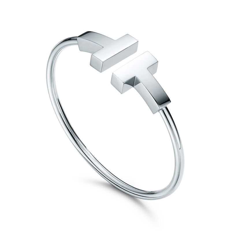 Tiffany & Co. Tiffany T Pulsera Wire ancha de oro blanco En línea