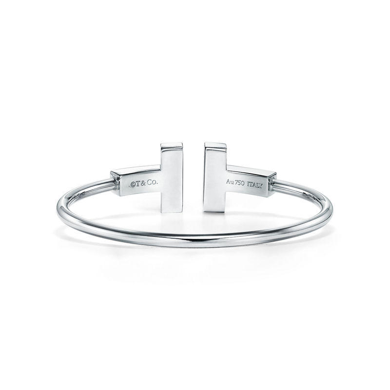 Tiffany & Co. Tiffany T Pulsera Wire ancha de oro blanco En línea