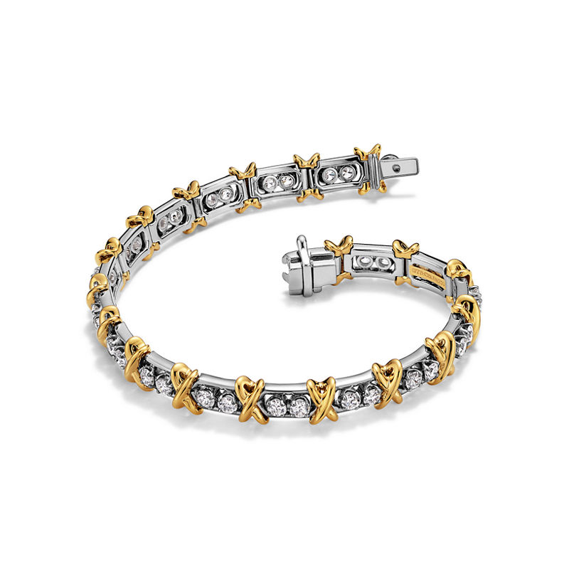 Tiffany & Co. Jean Schlumberger by Tiffany Pulsera 36 Stone de platino y oro con diamantes Outlet