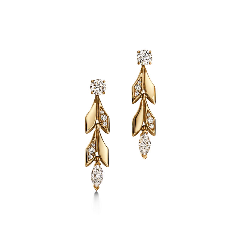 Tiffany & Co. Tiffany Victoria® Pendientes largos transformables Vine en oro amarillo con diamantes Ventas relámpago
