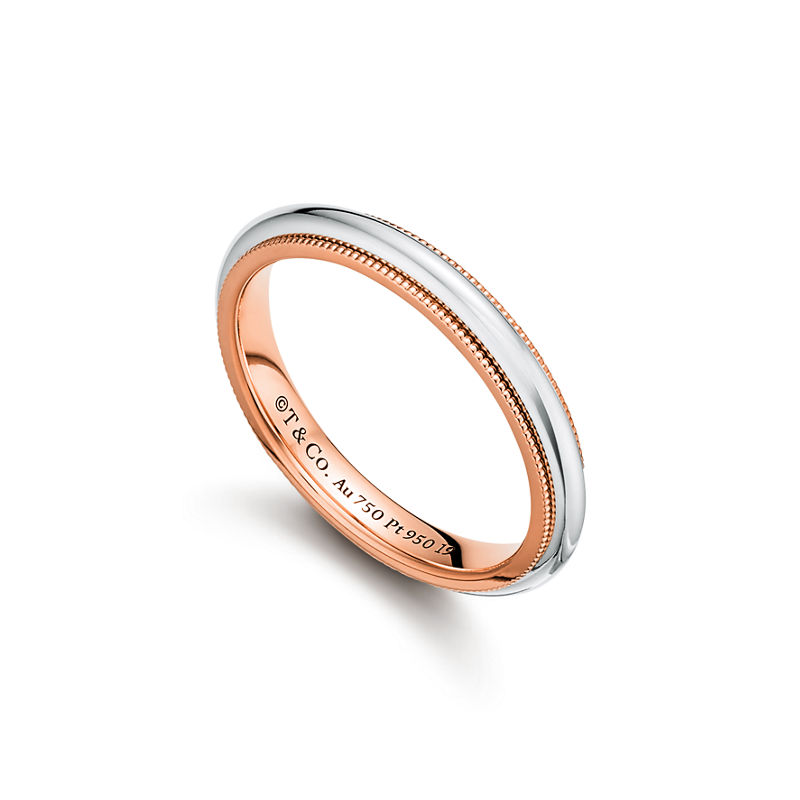 Tiffany & Co. Tiffany Together Alianza con milgrain de oro rosa y platino Promoción trimestral